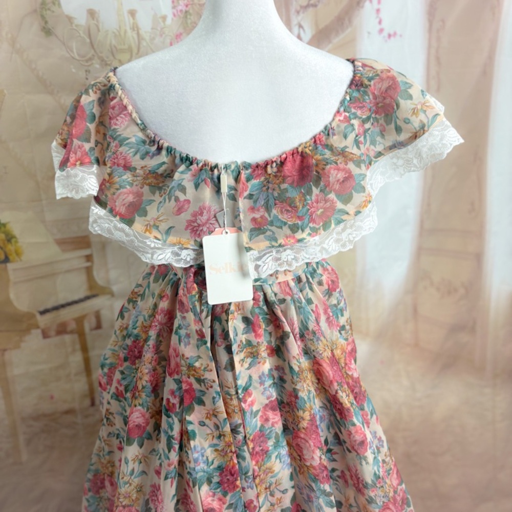 NEW Selkie Nightcap Romance Novel Floral Off-Shoulder Dress - Picture 12 of 16